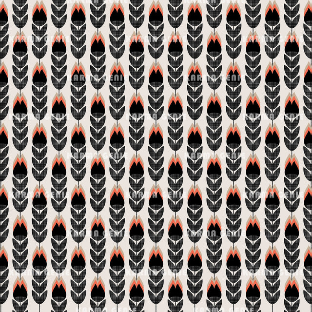 Mid Century Modern Retro Style Seventies Tulip Flowers Pattern Digital Paper Digital Pattern Karma Genie Graphics 