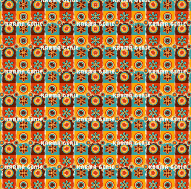 Mid Century Modern Seventies Style Flowers And Circles Pattern Digital Paper Digital Pattern Karma Genie Graphics 