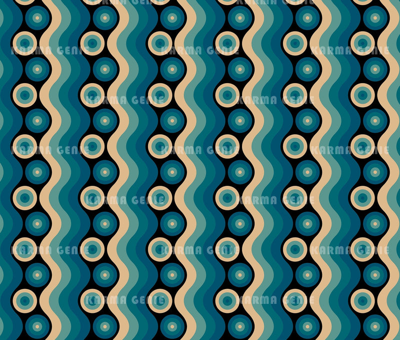 Mid Century Modern Seventies Style Green And Beige Retro Pattern Digital Paper Digital Pattern Karma Genie Graphics 