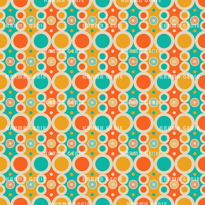 Mid Century Orange Yellow Green Retro Circles Colorful 70s Pattern Digital Paper Digital Pattern Karma Genie Graphics 