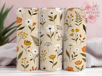 Mid-Century Wildflowers 20oz Tumbler, Wildflower Motif, Mid-Century Theme, Floral Accent, Artistic Design, Retro Flair, Sublimation Wrap, 20oz Tumbler Sublimation Li Zamperini 