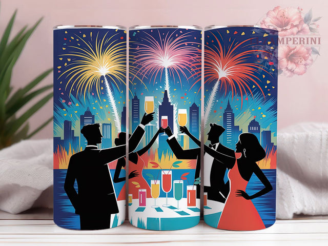 Midcentury Modern New Year Tumbler, Retro Sublimation Design, Festive Holiday Cup Art, 20oz Party Tumbler, Whimsical Retro Mug, Stylish New Year Cup, Cozy Celebration Wrap Sublimation Li Zamperini 