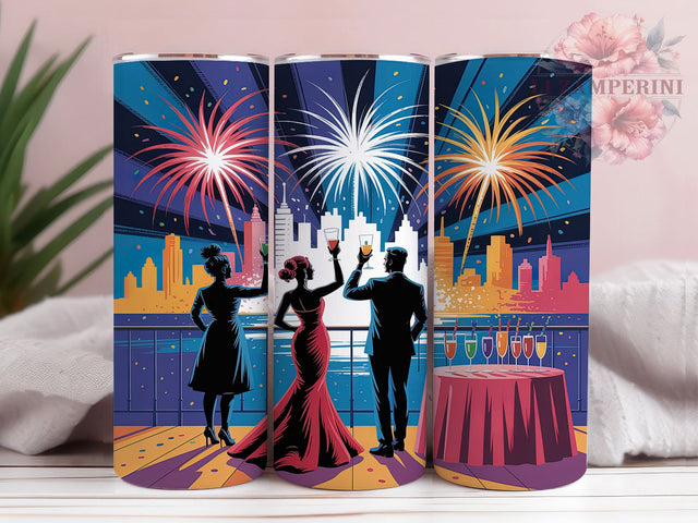 Midcentury Modern New Year Tumbler, Retro Sublimation Design, Festive Holiday Cup Art, 20oz Party Tumbler, Whimsical Retro Mug, Stylish New Year Cup, Cozy Celebration Wrap Sublimation Li Zamperini 