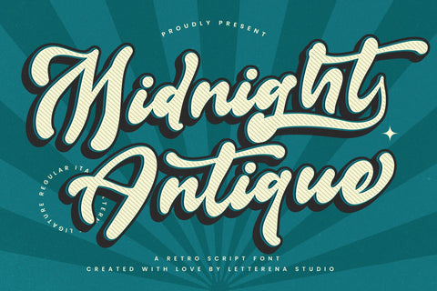 Midnight Antique - Retro Script Font Font Letterena Studios 