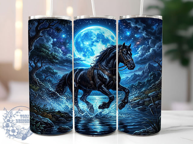 Midnight Horse Moon 20oz Tumbler, Midnight Horse, Horse Moon, Midnight Moon, Horse Tumbler, 20oz Tumbler, Moon Tumbler, Tumbler Wrap Sublimation ToriDesigns 