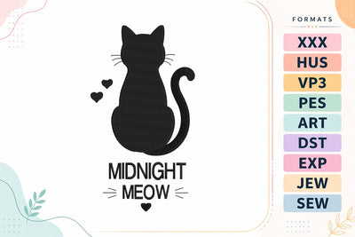 Midnight Meow Black Cat Embroidery Embroidery/Applique DESIGNS sg embroidery 