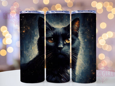 Midnight Whiskers Witchy Cat Tumbler, Cat Lover Sublimation, Halloween Cat Tumbler, 20oz Tumbler Cat Design, Spooky Cat Tumbler Wrap, Cute Cat Tumbler Wrap, Witchy Cat Sublimation Sublimation SvggirlplusArt 