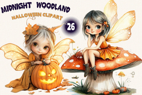 Midnight Woodland Halloween Clipart PNG. Sublimation SVGArt 