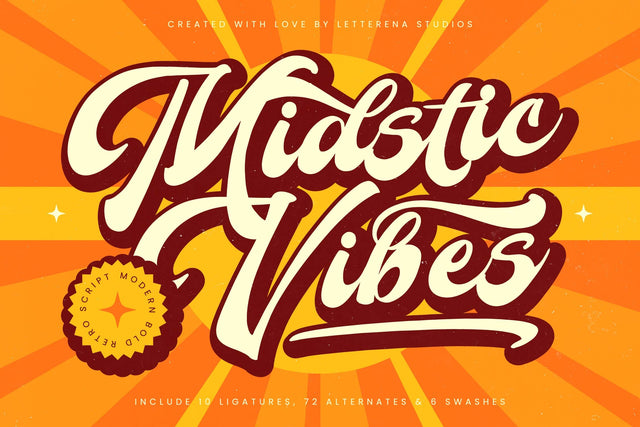 Midstic Vibes - Modern Bold Retro Script Font Letterena Studios 