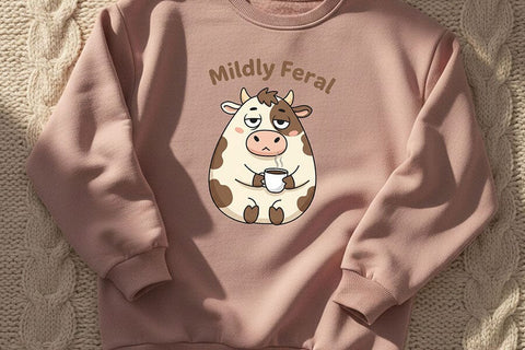 Mildly Feral Cow PNG, Funny Coffee Cow PNG, Cute Grumpy Cow Clipart, Sarcastic Cow Design, Farm Animal PNG, Sublimation Graphic SVG TiffsCraftyCreations 
