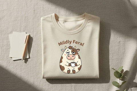 Mildly Feral Cow PNG, Funny Coffee Cow PNG, Cute Grumpy Cow Clipart, Sarcastic Cow Design, Farm Animal PNG, Sublimation Graphic SVG TiffsCraftyCreations 