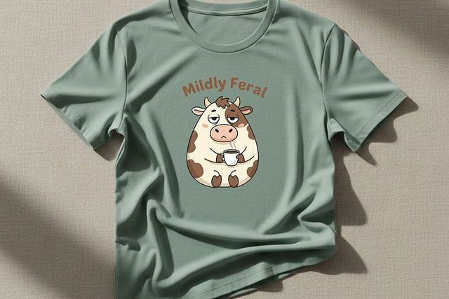 Mildly Feral Cow PNG, Funny Coffee Cow PNG, Cute Grumpy Cow Clipart, Sarcastic Cow Design, Farm Animal PNG, Sublimation Graphic SVG TiffsCraftyCreations 