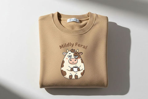Mildly Feral Cow PNG, Funny Coffee Cow PNG, Cute Grumpy Cow Clipart, Sarcastic Cow Design, Farm Animal PNG, Sublimation Graphic SVG TiffsCraftyCreations 
