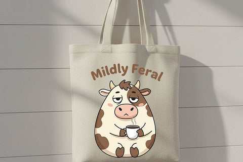Mildly Feral Cow PNG, Funny Coffee Cow PNG, Cute Grumpy Cow Clipart, Sarcastic Cow Design, Farm Animal PNG, Sublimation Graphic SVG TiffsCraftyCreations 