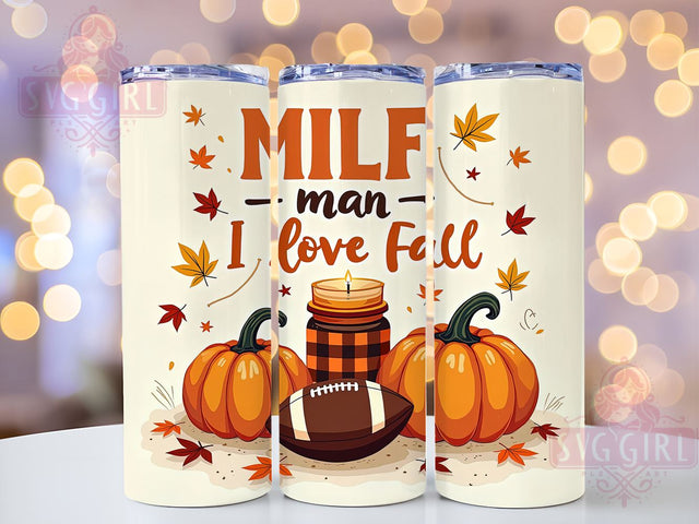 MILF Fall 20oz Tumbler Wrap Sublimation Design, Straight Tapered Tumbler Wrap, Man I Love Fall Tumbler Png, Instant Digital Download Sublimation SvggirlplusArt 
