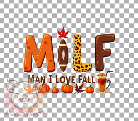 Milf PNG, Fall Football, Thankful, Sublimation Design, Digital Download, Autumn Sports, Football Lover, Thanksgiving Decor Sublimation Lara' s Designs 