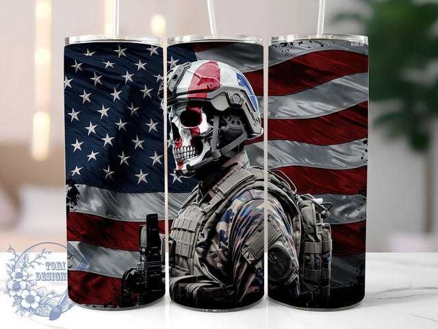 Military American Flag Tumbler Wrap, Patriotic Sublimation Design, 20oz Skinny Tumbler Wrap, USA Soldier Tumbler Art, Independence Day Military Gift, Veteran Tumbler Wrap Design Sublimation ToriDesigns 
