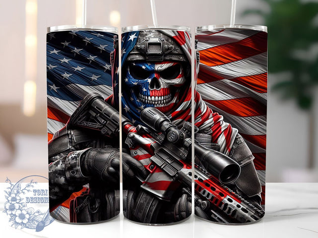 Military American Flag Tumbler Wrap, Patriotic Sublimation Design, 20oz Skinny Tumbler Wrap, USA Soldier Tumbler Art, Independence Day Military Gift, Veteran Tumbler Wrap Design Sublimation ToriDesigns 