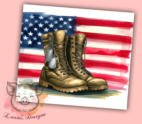Military Boots 20oz Tumbler Png, Straight & Tapered Tumbler Png, American Flag Tumbler Png, Digital Download PNG Sublimation Lara' s Designs 