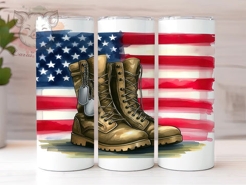 Military Boots 20oz Tumbler Png, Straight & Tapered Tumbler Png, American Flag Tumbler Png, Digital Download PNG Sublimation Lara' s Designs 
