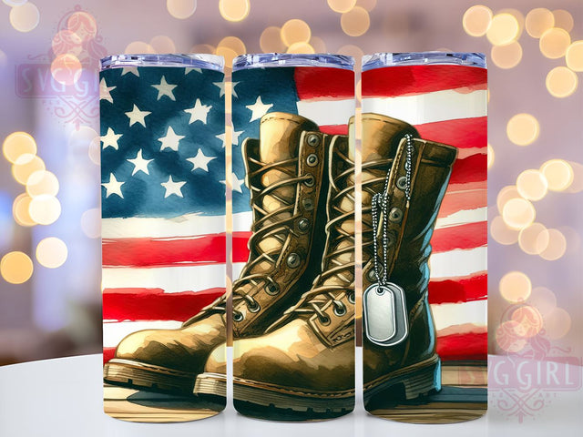 Military Boots 20oz Tumbler Wrap Sublimation Design, Straight Tapered Tumbler Wrap, Memorial Day Tumbler Png, Instant Digital Download Sublimation SvggirlplusArt 