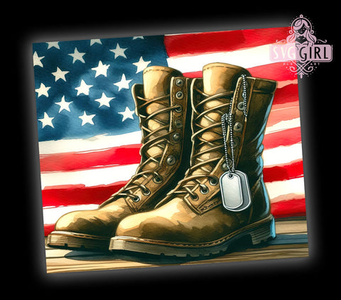 Military Boots 20oz Tumbler Wrap Sublimation Design, Straight Tapered Tumbler Wrap, Memorial Day Tumbler Png, Instant Digital Download Sublimation SvggirlplusArt 