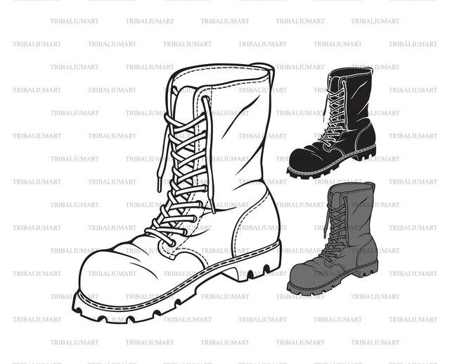Military leather boot SVG TribaliumArtSF 
