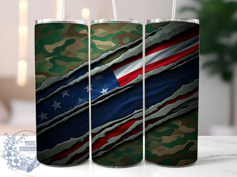 Military Metal USA Flag Tumbler, Veteran Tumbler Wrap, 20oz Sublimation Design, Patriotic Drinkware, American Flag Veteran Cup, Military Appreciation Mug, USA Flag Tumbler Sublimation ToriDesigns 
