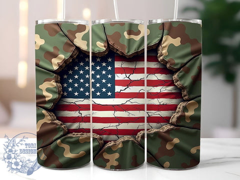 Military Metal USA Flag Tumbler, Veteran Tumbler Wrap, 20oz Sublimation Design, Patriotic Drinkware, American Flag Veteran Cup, Military Appreciation Mug, USA Flag Tumbler Sublimation ToriDesigns 