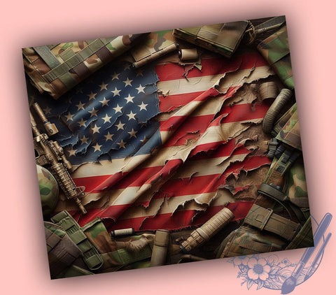 Military Metal USA Flag Tumbler, Veteran Tumbler Wrap, 20oz Sublimation Design, Patriotic Drinkware, American Flag Veteran Cup, Military Appreciation Mug, USA Flag Tumbler Sublimation ToriDesigns 