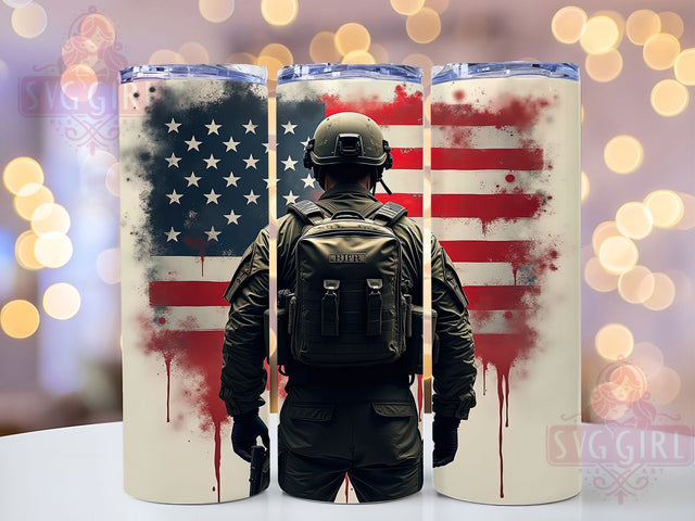 Military Soldier 20oz Tumbler Wrap, Military Tumbler Design, Patriotic Army Mug, USA Veteran Cup, Camouflage Soldier Wrap, Armed Forces Gift, Sublimation Tumbler Wrap Sublimation SvggirlplusArt 
