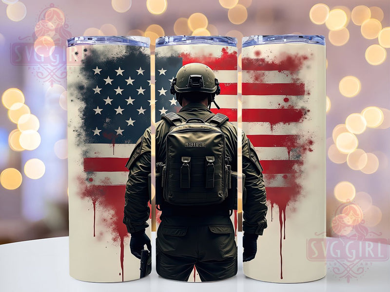 Military Soldier 20oz Tumbler Wrap, Military Tumbler Design, Patriotic Army Mug, USA Veteran Cup, Camouflage Soldier Wrap, Armed Forces Gift, Sublimation Tumbler Wrap Sublimation SvggirlplusArt 