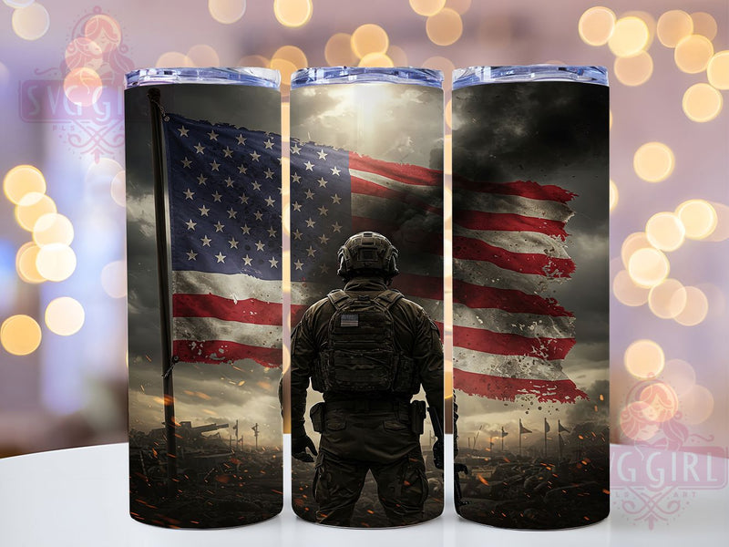 Military Soldier 20oz Tumbler Wrap, Military Tumbler Design, Patriotic Army Mug, USA Veteran Cup, Camouflage Soldier Wrap, Armed Forces Gift, Sublimation Tumbler Wrap Sublimation SvggirlplusArt 