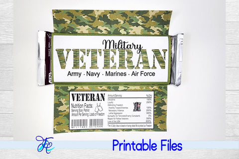 Military Veteran Candy Bar Wrapper 3D Paper Family Creations 