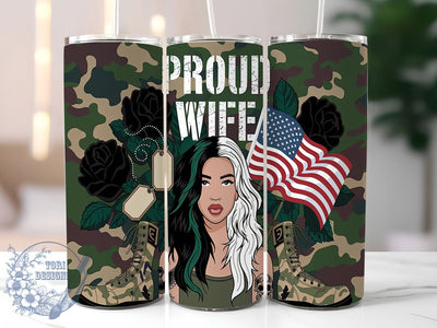 Military Wife Patriotic Boots Tumbler, Patriotic Tumbler, USA Tumbler, Boots Tumbler, Proud Wife Tumbler, 20oz Sublimation Wrap, American Flag Tumbler Sublimation ToriDesigns 