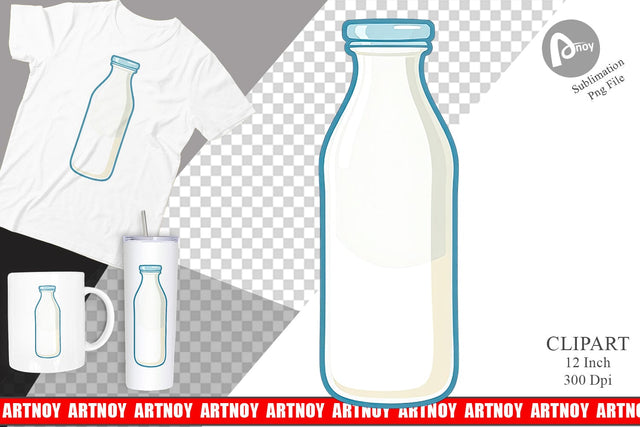 Milk Bottle Clipart Sublimation artnoy 