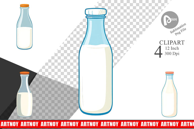 Milk Bottle Clipart Sublimation artnoy 