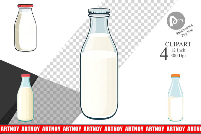 Milk Bottle Clipart Sublimation artnoy 