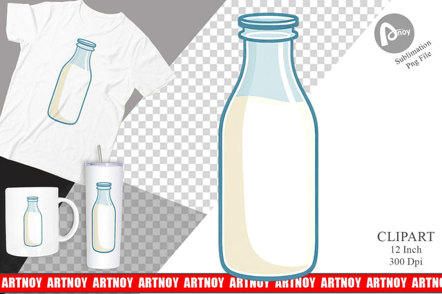 Milk Bottle Clipart Sublimation artnoy 