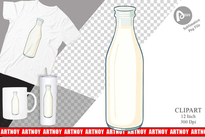 Milk Bottle Clipart Sublimation artnoy 
