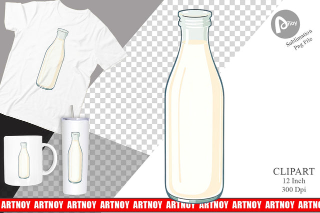 Milk Bottle Clipart Sublimation artnoy 