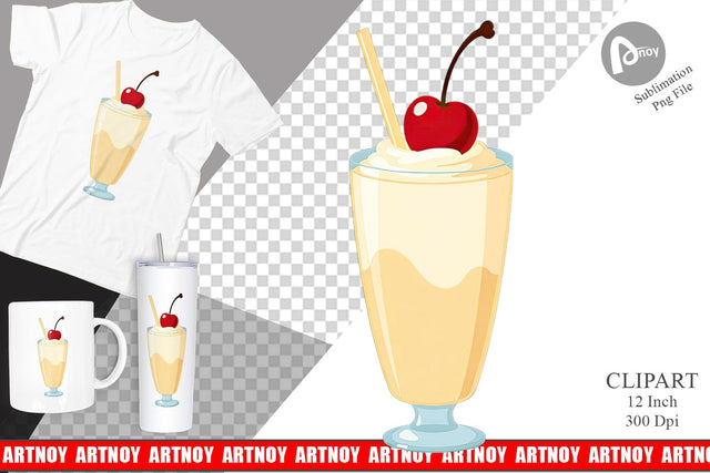 Milk Box with Straw Clipart Sublimation artnoy 