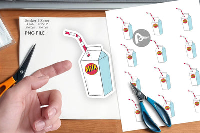 Milk Box with Straw Sticker Sublimation artnoy 