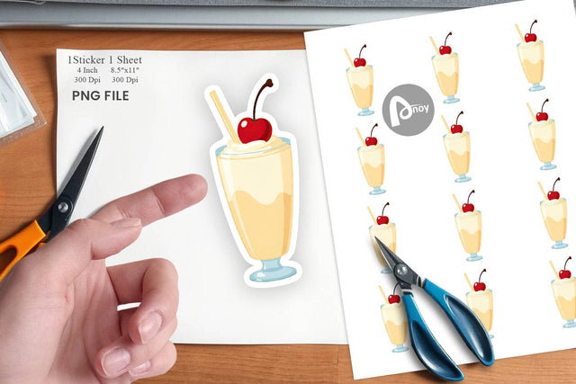 Milk Box with Straw Sticker Sublimation artnoy 