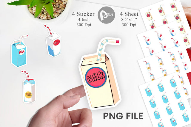 Milk Box with Straw Sticker Sublimation artnoy 