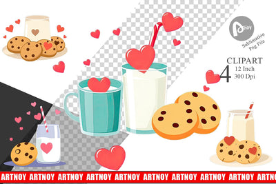 Milk Cookies Clipart Sublimation artnoy 