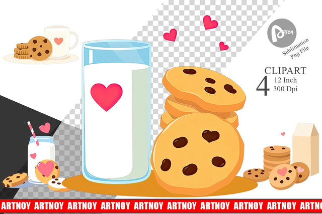 Milk Cookies Clipart Sublimation artnoy 