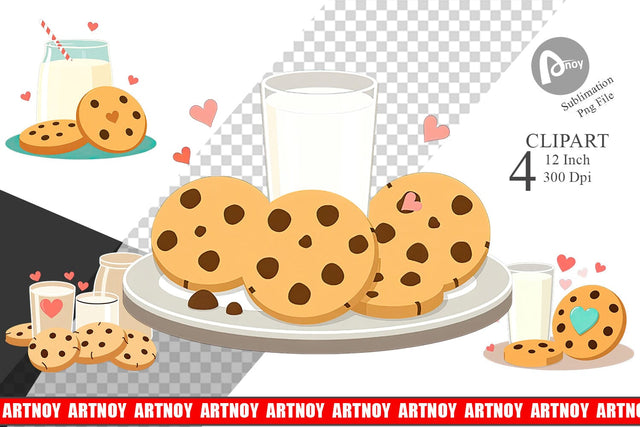 Milk Cookies Clipart Sublimation artnoy 