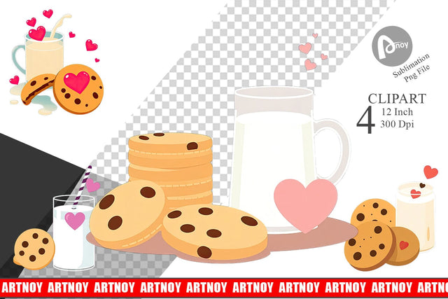 Milk Cookies Clipart Sublimation artnoy 