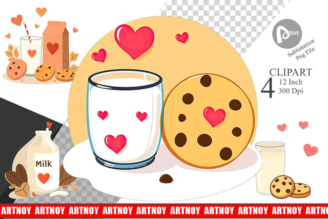 Milk Cookies Clipart Sublimation artnoy 